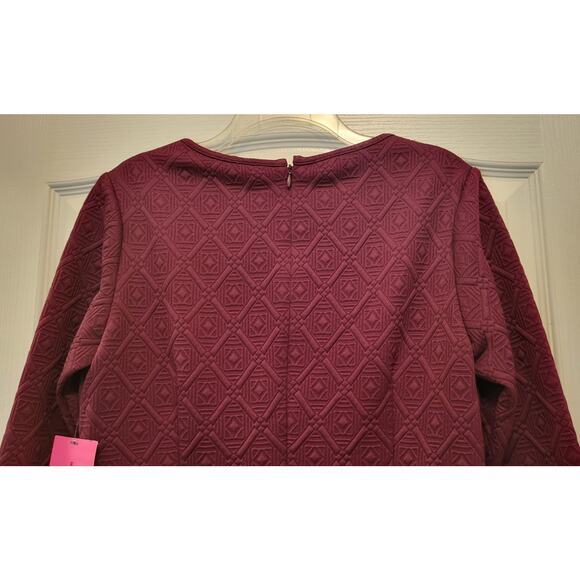 Betsey Johnson Long Sleeve Round Neck Dress Size 12 Burgundy NWT 80s - Picture 4 of 16